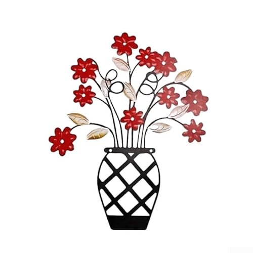 Ornamento decorativo da parete in ferro con fiore artificiale, adatto per vari spazi interni, tra cui salotti e corridoi