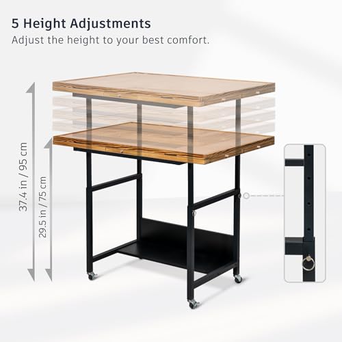 Table de puzzle inclinable et réglable Becko US à 4 roues et tiroirs de tri