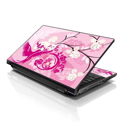 Image of LSS Laptop 15 15.6 Skin Cover with Colorful Pink Birds Floral Pattern for HP Dell Lenovo Apple Asus Acer Compaq - Fits 13.3 inch 14 inch 15.6 inch 16 inch (2 Wrist Pads Free)