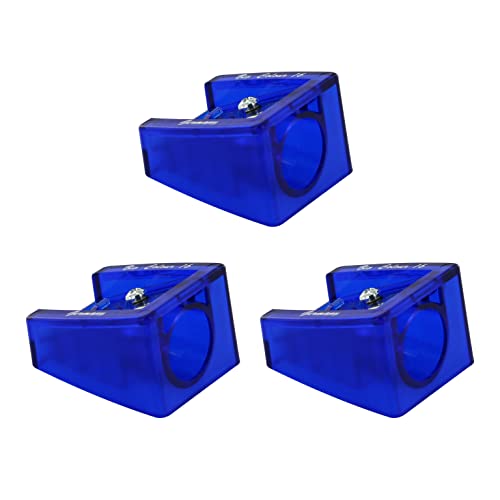KUM - Sacapuntas Big para lápices de hasta 16 mm, azul, paquete de 3 | Sacapuntas para lápices gruesos, ideal para el colegio y manualidades