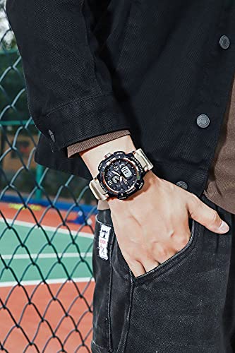 KXAITO Men's Watches Sports Outdoor Waterproof Military Watch Date Multi Function Tactics LED Alarm Stopwatch (8045_Beige) - Thumbnail 6