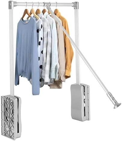 Adjustable Wardrobe Lift Rail Organizer with Pneumatic Buffer System - Telescopic Storage Solution for Wardrobes, 550x1250mm
