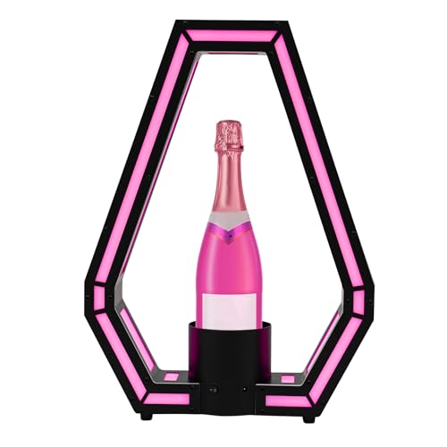 banborba LED Lighted Liquor Bottle Display Shelf, 7 Colors Glowing Wine Bottle Display Stand with Remote Control, Champagne Bottle Wine Rack for Bar Nightclub Party