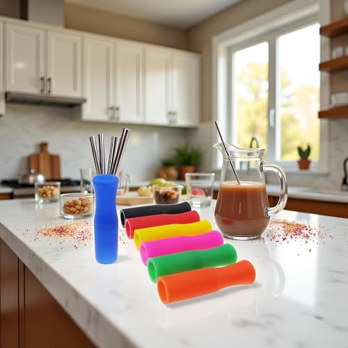 20 puntas coloridas de silicona para pitillos reutilizables miniatura 4