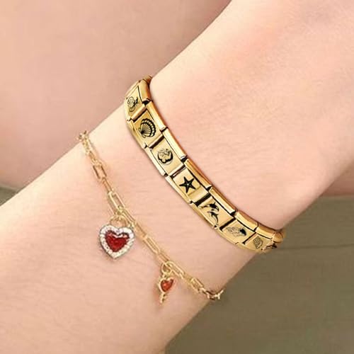 papasgix Italian Charms Gold Module für 9mm Italian Charm Bracelet DIY Katze Hund Italian Style Charms für Damen Abnehmbar Italienisches Charm Armband Mädchen Junge Geschenk Gold Border Collie