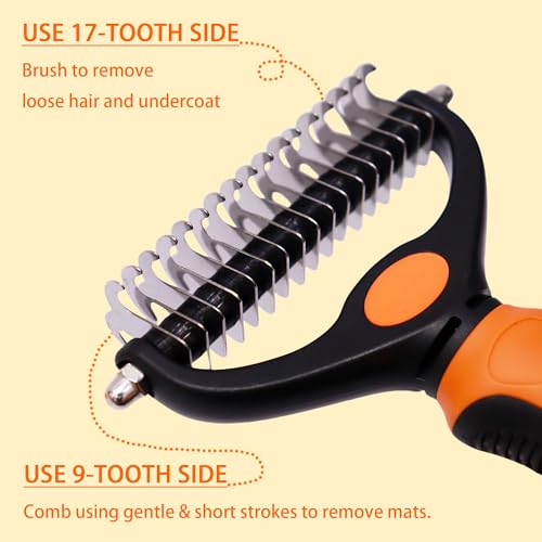 Image of Cat grooming kit,5pcs Deshedding Brush for Cat with Kitten Nail Clipper,Cat Brush,Flea Comb and Bath Brush,Suitable for Short and Long Haired Cats,Indoor Cats and Travel,Orange