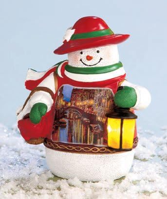 International Snowman Collectible with Light Up Lantern - Italy