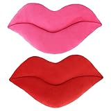 zhidiloveyou 2PCS 11' Lip Plush Small Decor Pillow Hug Toy Soft Lip Shaped Cushion (Pink+Red)