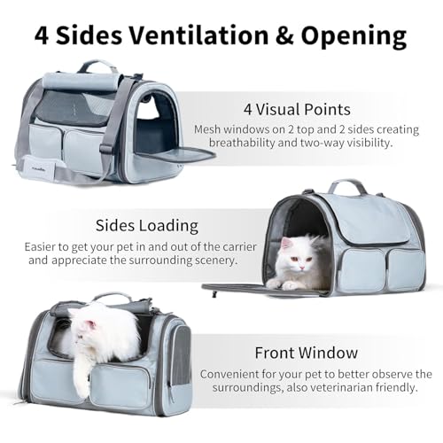 Image of Cawypety Cat Backpack Carrier, Breathable Cat Carrier Pet Backpack for Kitty Small Dog Up to 15Lbs, Transparent & Foldable Pet Carrier for Travel Hiking (Ash Grey)