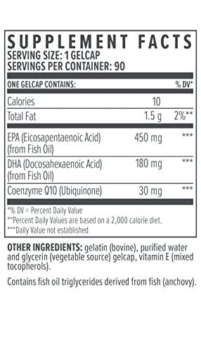 Biote Medical - Omega 3 + Coq10 - Practitioner-Grade Nutraceuticals - Heart + Brain (90 Gel Caps) #TOP3