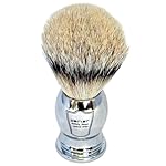 Parker 100% Silvertip Badger Bristle Shaving Brush-Chrome Handle with 3-Band-Silvertip Badger Hair Bristles - Extra Dense and Soft Bristles -Parker Shaving Brush Stand Included