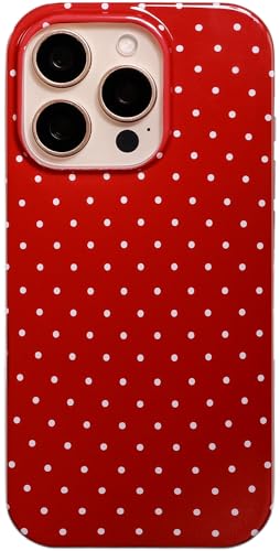 Qokey for iPhone 16 Pro Case Polka Dots - Glossy Wine Red, 6.3 Inch | White Dot Case, TPU Glossy, Cute Simple Aesthetics, Design for Girls Women, Lightweight Soft, Protective Fashionable Cover - image 1