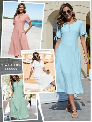 Robe de plage bohème chic et élégante longue fluide avec manches courtes