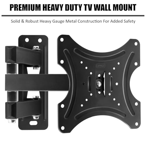 Image of Caprigo Full Motion TV Wall Mount Bracket for 14 to 55 Inch LED /HD /Smart TV's, Universal Heavy Duty TV Wall Mount Stand with Swivel Rotation & Tilt Adjustments (14 to 27 Inches)