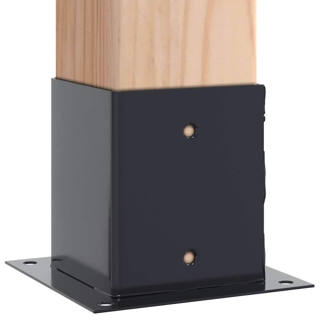 4er Set Pfostenträger Quadrat 121x121 mm Pfostenschuh aus Stahl Pulverbeschichtet Anthrazit Aufschraubhülse für Zaunpfosten Pavillon und Balken