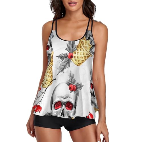 Tankini crâne de Noël pour femme la tenue parfaite de la plage aux activités de vacances