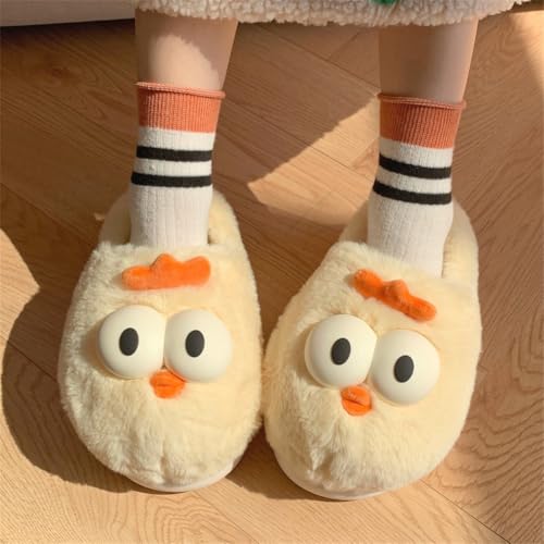 Image of Halemet Cute Chicken Slippers for Women Cartoon Animal Slippers for Women Cozy Plush Non-Slip House Slipper Indoor Outdoor