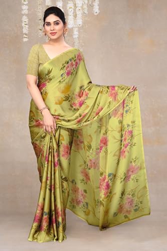 Image of MIRCHI FASHION Women Saree Chiffon Flower Print | Breathable Lightweight Sari for Office and Daily Use with Unstitched Blouse Piece (Available in 30 Styles)