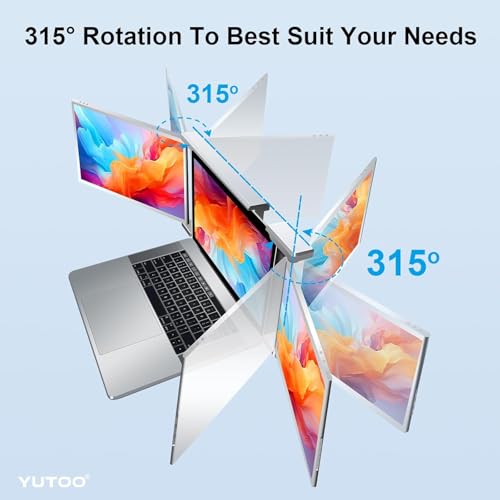 Image of Laptop Screen Extender, 14 inch Portable Triple Monitor for Laptops 315 Rotate| Plug and Play| 1080P| FHD, Laptop Monitor Extender for 13.5~16.5 inch Laptops, HDMI /USB-A /Type-C,for Mac /Wins /Android /Dex