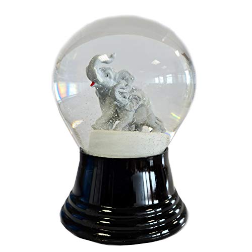 VIENNA SNOWGLOBE Glass Snow Globe - Almost Like Real Snow - Elephants, 8 cm