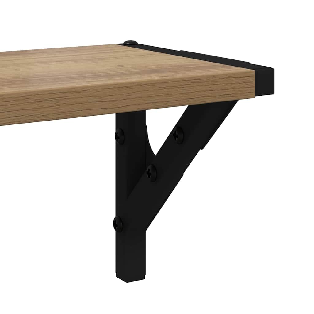 Wandregal Set Artisan Eiche 80x15x15,5 cm, schwebendes Regal mit Metallrahmen, Modernes Holzwerkstoff Design für Schlafzimmer Büro Küche als Bücherregal Gewürzregal Dekoboard