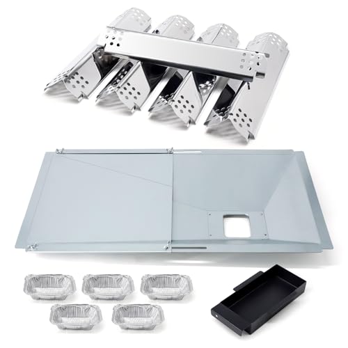 Adviace Replacement Parts for Nexgrill 720-0882A 720-0888N 720-0888S 720-0896 720-0888 Grease Tray Drip Pan & Heat Plates for Nexgrill 5 Burner 720-0882A Gas Grill