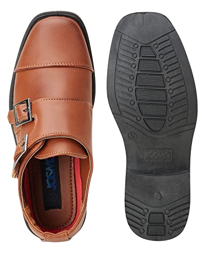 Josmo Boy’s Dress Shoes – Hook And Loop Double Monk Strap Cap Toe Oxford Loafers (Little Kid/Big Kid), Size 10 Toddler, Tan #TOP5