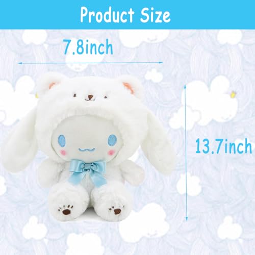 13.7\" Cute Anime Plush Doll, Lovely Plush Stuffed Animal, Anime Cute Soft Plush Figure Toy, Pillow Plush Gift Filler Birthday Gift for Kids (White-Cinna)