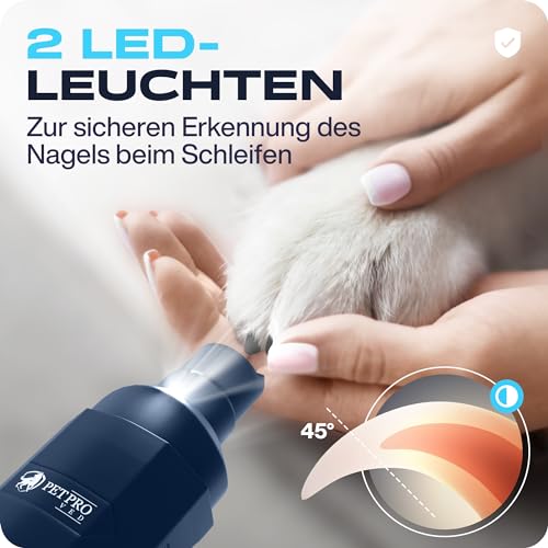 PETPROVED Krallenschleifer für Hunde mit LED-Licht Krallenschleifer Hund Krallenfeile für Hunde Krallenschleifer Krallenschere Hund Hundekrallenkürzer Hundefeile Krallen Nagelfeile Elektrisch