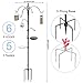6-Hook Bird Feeding Station, Steel Multi-Feeder Kit Stand,Attracting Wild Birds Feeder Hanging Kit with Metal Suet Feeder w/ 3 Bird Feeders, Mesh Tray, Bird Bath, Lengthen 5-Prong Base (Black)
