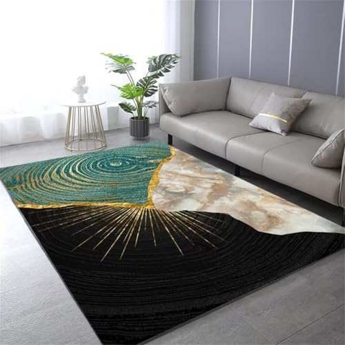 RUGMRZ Alfonbras De Dormitorios Sala Estar Alfombras Pequeñas Dormitorio 100x160CM Nero habitacion niña Alfombra Decorativa Dorada y Azul. Salón