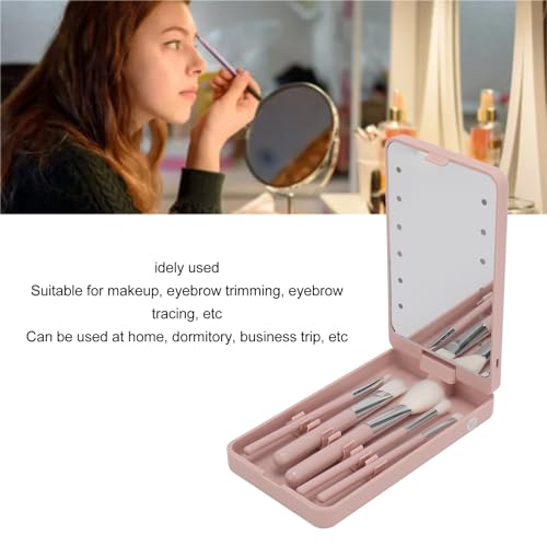 The LED makeup mirror open and angled, showing its rotating and folding capability.