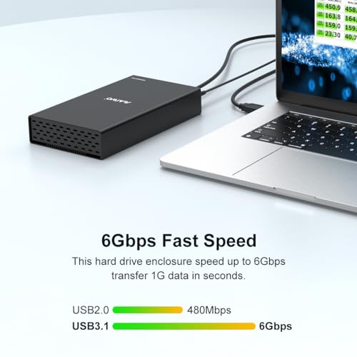 Image of MAIWO External Hard Drive Enclosure(6Gbps) with Hub Expander for 3.5 2.5 Inch SATA SSD HDD USB C to SATA III with UASP, 1 Port USB C Hub /2 Port USB A 10Gbps Hub,Compatible with Seagate Samsung Xbox