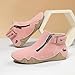 KGKQHKQ Women's Leather Sneaker Ankle Boots Fashion Round Toe Side Zipper Walking Shoes Non-Slip Breathable Outdoor Orthopedic Shoes Pink