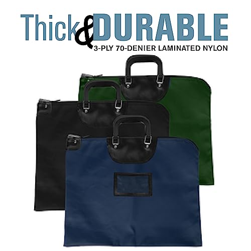 BankSupplies HIPAA Locking Courier Bags with Handles | Navy Blue | 19W x 15H | Durable Laminated Nylon Fabric | Metal Pop Up Lock | for Money, Coins, Currency, Checks & Documents - Thumbnail 6