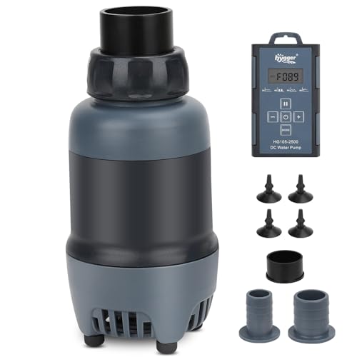 hygger Aquarium Wasserpumpe, 1500 L/H 20W Tauchwasserpumpe mit LCD Display Steuerung, Wasserspielpumpe mit 4 Wasserzirkulations Modi, Aquarium Brunnen Pumpe mit 2 Düsen für Aquarien