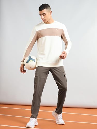 Image of TECHNOSPORT Men's Regular Fit Mid Rise Polyester Solid Cargos for Activewear, Regular Use and Quick Dry
