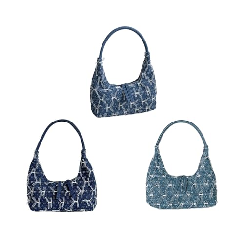 Sac à main en denim avec dentelle et nœud charmant style rétro