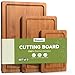 Zeawec 3-Piece Set Bamboo Cutting Board for Kitchen - Crack-Resistant Wood Chopping Boards with Deep Juice Grooves, Pre-Oiled Butcher Block for Meat, Vegetables & Cheese, Carbonized