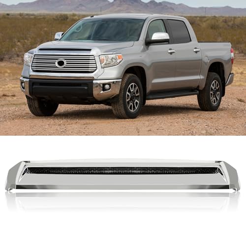 TULMTT Front Upper Hood Bulge Molding Grille Trim Compatible with 2014-2021 Toyota Tundra Hood Scoop Grill Trim Hood Molding Replacement for 76180-0C030 (Chrome)