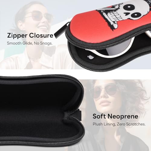 Image of Sunglasses Case with Belt Clip, Ultra Light Neoprene Zipper Soft Padded Glasses Case for Women Men
