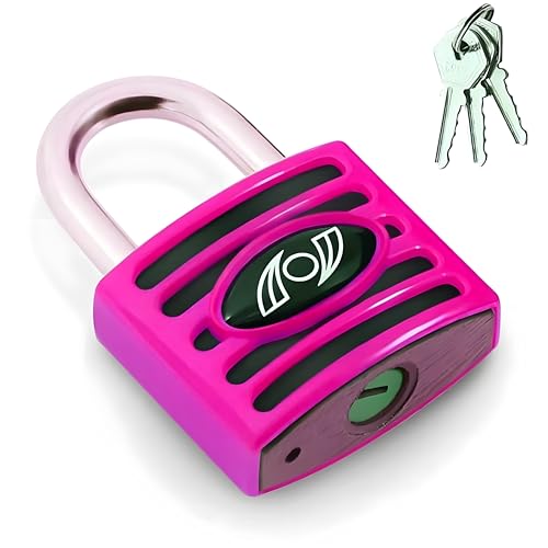 Image of Heavy Duty Keyed Lock | Hardened Steel Shackle Lock | Anti-Rust Security for Gate, Warehouse & Outdoor Use (ALT-45 Pink (75MM))