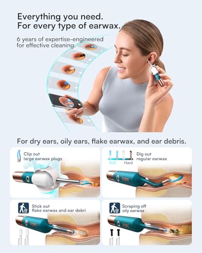 Image of Bebird Earsight Ultra Ear Wax Removal Tool Camera, FSA HSA Eligible Items, 2K HD Ear Cleaner with Flexible Ear Camera Otoscope, Painless Ear Pick Tweezers, Visual Earwax Cleaning Dropper for Family