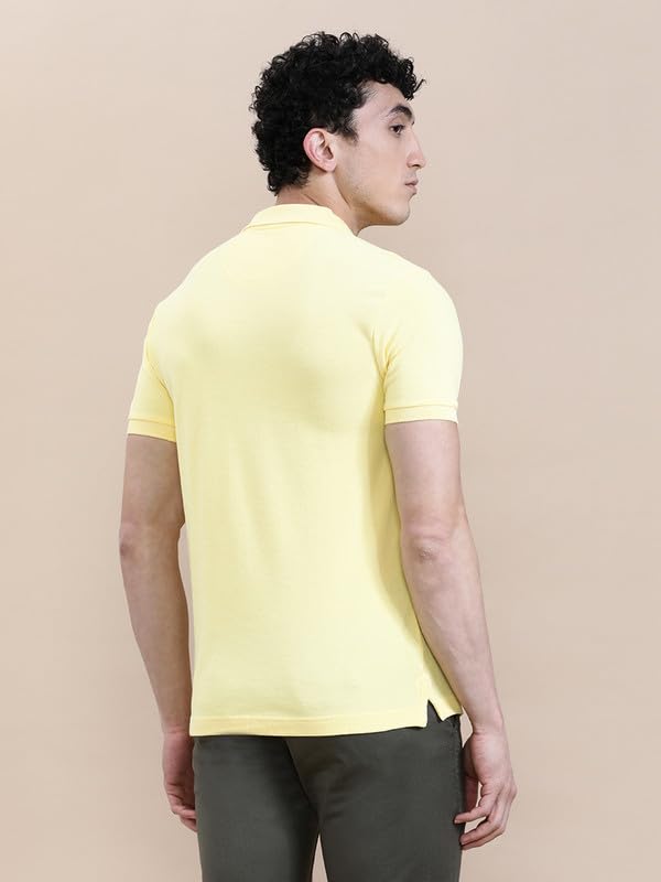 Image of CROCODILE Men's Solid Casual Wear T-Shirt | Polo Neck | Half Sleeves | Pull On | Regular