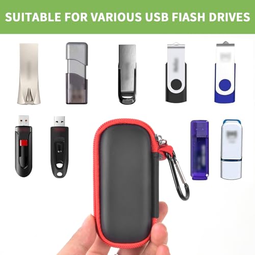 Image of USB Flash Drive Case, SD Card /Thumb Drive /Memory Cards Holder, Bag Only | SDXC /SDHC Storage, Electronic Accessories Organizer for SanDisk / for Samsung, for Students /IT /Office /School /Travel, Red