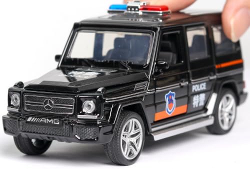Image of Exclusive Alloy Metal Pull Back Die-cast Car Scale Model with Sound Light Mini Auto Toy for Kids Metal Model Toy Car with Sound and Light(AMG -Police CAR White)