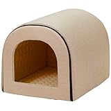 PetStyle 犬 猫 ベッド ドームハウス マット ペットベッド 夏用 折りたたみ ペット マット 洗える 猫ハウス 犬ハウス 室内 夏 ひんやり 冷感 おしゃれ ドーム型 ペットハウス XLサイズ (春夏/ベージュ)