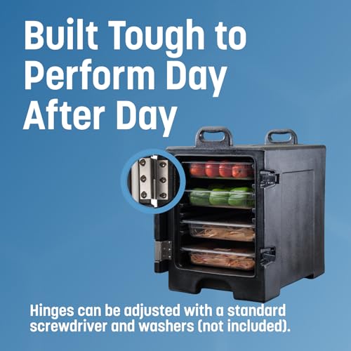 Carlisle FoodService Products Insulated Food Pan Carrier and Warmer, Front-Loading with Handles, Holds 5 Full or 10 Half 2.5" Pans (Sold Separately) with Rugged PE Shell and PU Insulation, Black