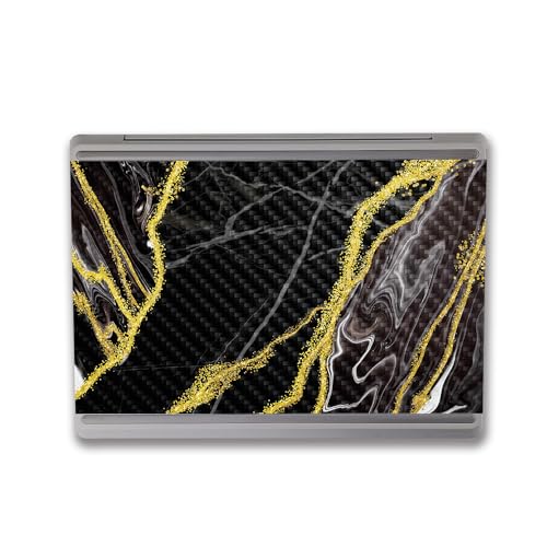 Image of MightySkins Carbon Fiber Skin Compatible with Microsoft Surface Laptop Go 3 (2023) Full Wrap Kit - Black Marble Glitter | Protective, Durable Textured Carbon Fiber Finish | Made in The USA