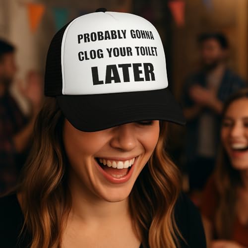 Image of Funny Trucker Hats - Weird Gag Gift for Adults, Inappropriate Joke Baseball Cap, Adjustable Mesh Hat for Men Women